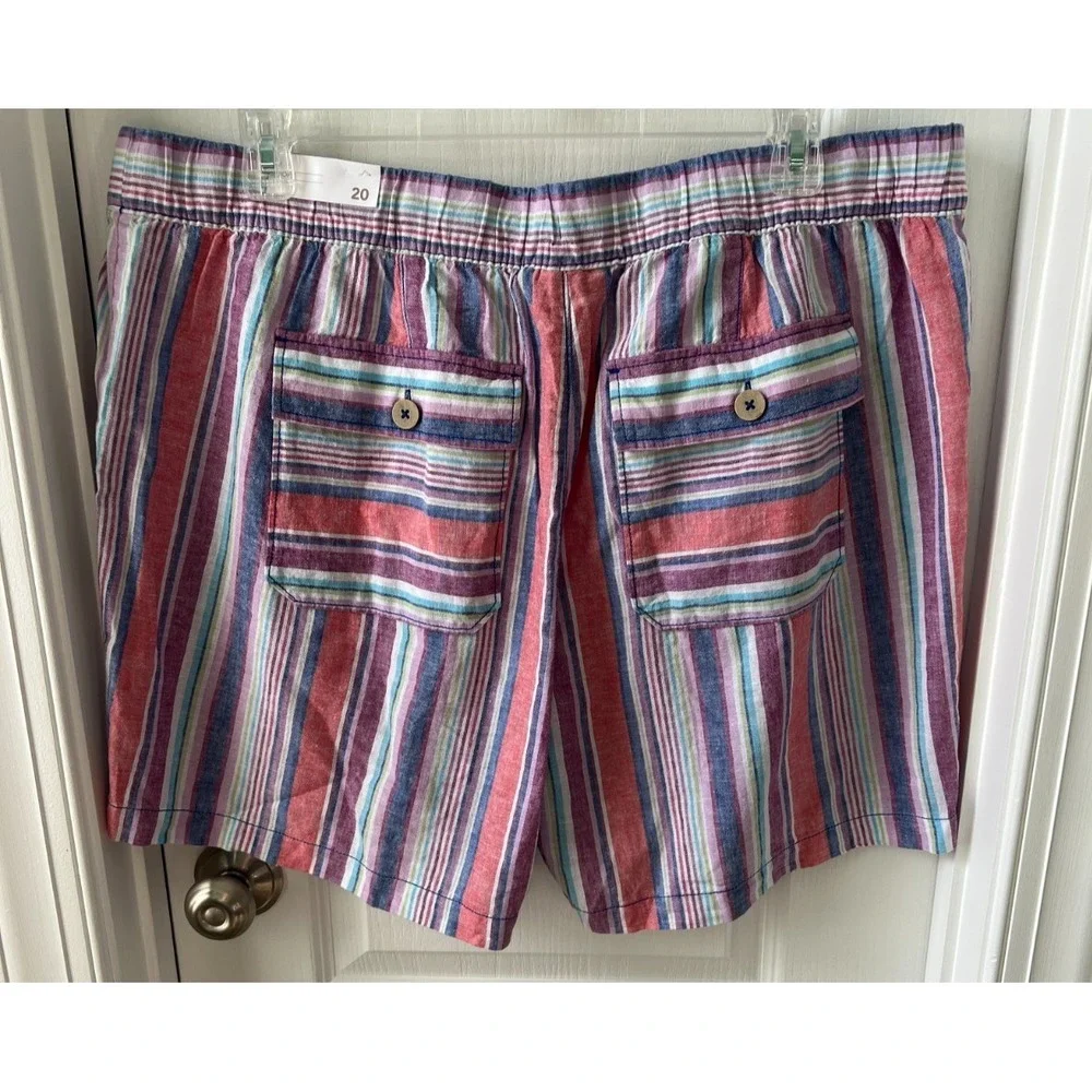 Lane Bryant Womens Shorts Linen Blend Colorful‎ Stripe Drawstring Size 20
